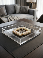 Plateau et support pour dés de mahjong en acrylique transparent poli, logo personnalisé, forme carrée, accessoire de jeu pour toutes les applications