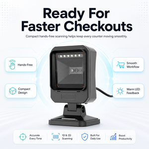 <span class=keywords><strong>Lecteur</strong></span> de codes-barres USB omnidirectionnel 2D à haute tolérance, <span class=keywords><strong>lecteur</strong></span> de codes <span class=keywords><strong>QR</strong></span> de bureau pour utilisation en supermarché, en stock - Product Image 3