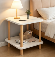 Table basse carrée à 2 niveaux, table d'appoint avec étagère de rangement pour la maison