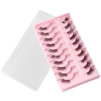 Faux cils œil de chat, 10 paires, souples et légers, en fibres synthétiques, à bande fine, demi-cils, livraison directe usine