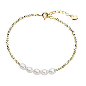 New 5-6mm Natural <b>Freshwater</b> <b>Pearl</b> <b>Bracelet</b> for Women Rice Shaped Glass High-End Jewelry Wholesale - Product Image 1