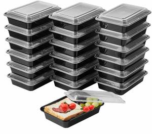 Contenants de préparation de repas empilables portables de haute qualité, noirs, sans BPA, adaptés au micro-ondes, pour la perte de poids, bento et planification des repas pour la salle de sport - Product Image 1