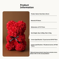 Boîte d'ours en rose réaliste DIY Teddy Fleur éternelle Poupée créative Cadeau de la Saint-Valentin Fête des mères Anniversaire Petite amie Femme