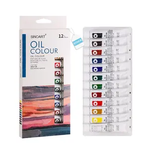SINOART In Stock 12 colori pittura a olio set di piccole dimensioni 0.41oz/12ml colori ad olio vernici tubi artista qualità colore de aceite