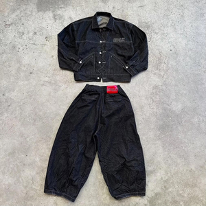 Ensemble de vêtements personnalisés : Veste en jean oversize et pantalon de jogging en denim épais 14 oz pour homme - Product Image 1