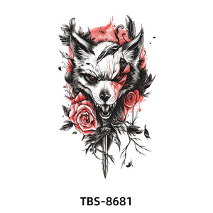 2025 nueva venta al por mayor Europeo Americano tatuaje temporal pegatina <span class=keywords><strong>brazo</strong></span> completo <span class=keywords><strong>Lobo</strong></span> Tigre flor diseño papel blanco Pequeño medio <span class=keywords><strong>brazo</strong></span> - Product Image 4