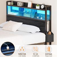 Lit Métal LED Moderne Grande Taille King & Queen avec Plateforme en Bois, Rangement & Tiroirs pour Chambres, Hôtels, Appartements & Villas