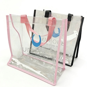 Hot Selling Custom Transparent PVC Wedding Gift Packaging <b>Tote</b> Bag with Ribbon, Clear Acetate Flower Bouquet Bag - Product Image 2