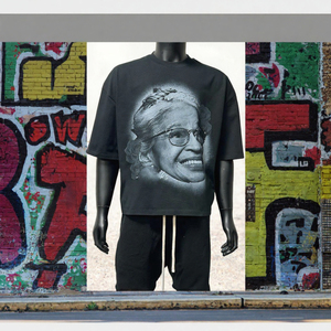 T-shirt personnalisé surdimensionné et court, 100% coton, imprimé DTG, col rond, manches courtes, streetwear - Product Image 2