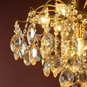 French Style Amber Crystal Chandelier Led Light Round E27 Single Head For Living Room Bedroom Dining Room - Product Image 4