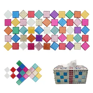 Trung Quốc nóng bán 2cm đầy màu sắc Vuông Pha Lê long lanh số lượng lớn tự làm thủy tinh khảm thủ công gạch miếng - Product Image 2