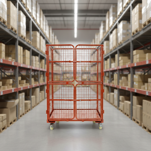 מכולת גלגלים מקצועית מפלדה עם מחזיק תוויות לניהול מלאי מחסן ואחסון משטחים - Product Image 1