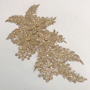 ผ้าปะติดลูกไม้ลายดอกไม้3D สี<span class=keywords><strong>ทอง</strong></span>แวววาว LT2293A <span class=keywords><strong>ปัก</strong></span> - Product Image 5
