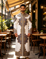 Thobe traditionnel pour homme à col montant, demi-fermeture à quatre boutons, manches longues, imprimé 3D, OEM/ODM, pour affaires, gentleman, soirée urbaine, vente en gros