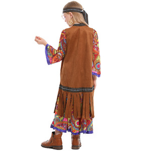 2025 new styles Kids Girls Halloween 60s <strong>70s</strong> Vintage <strong>Hippie</strong> Fringe Floral Costume Dress Child Indian Native Hippy Funny <strong>Clothes</strong> For Baby Toddler