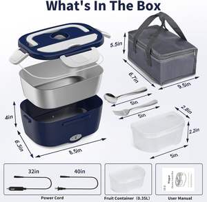 Chauffe-plat portable en plastique 110V/220V, boîte à lunch électrique chauffante, boîte à lunch thermique pour aliments chauds - Product Image 3