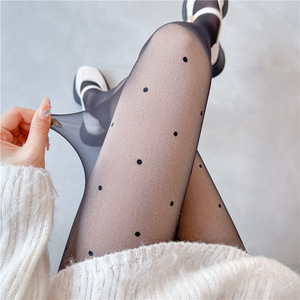 Collants/Collants KTS2 Faux Peau Transparente Fleshcolor <span class=keywords><strong>Double</strong></span> Couche Velours Hiver Épais Imprimé Coeur Vague Dot Nœud pour Femmes - Product Image 5