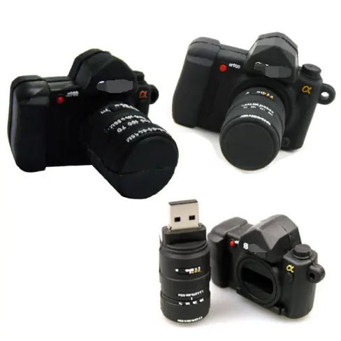 Kauçuk kamera şekli anahtar usb usb kalem sürücü özel karikatür usb flash sürücü hediye için 1g 2g 4g 8g