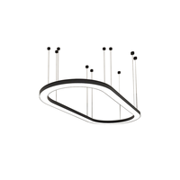 Lustre suspendu circulaire incurvé personnalisé à LED, lumière suspendue, soudage de flexion, alliage d'aluminium pour bureaux, gymnases, magasins, halls