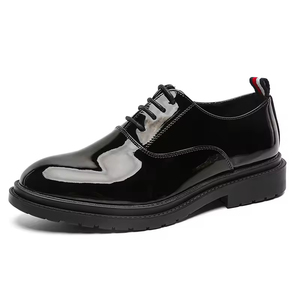 Zapatos de Hombre de Cuero Genuino, Estilo Británico, Modernos, Formales de Negocios, con Cordones, Punta en Pico, Derby, para Boda, Otoño, Diseño Sólido, Cómodos - Product Image 1