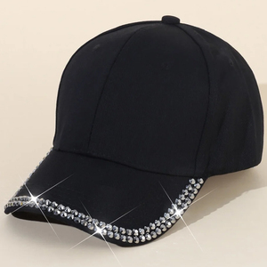 Casquette de baseball unisexe en coton 100% de haute qualité, style streetwear, avec logo personnalisé en strass, ajustable, tissu courant - Product Image 1