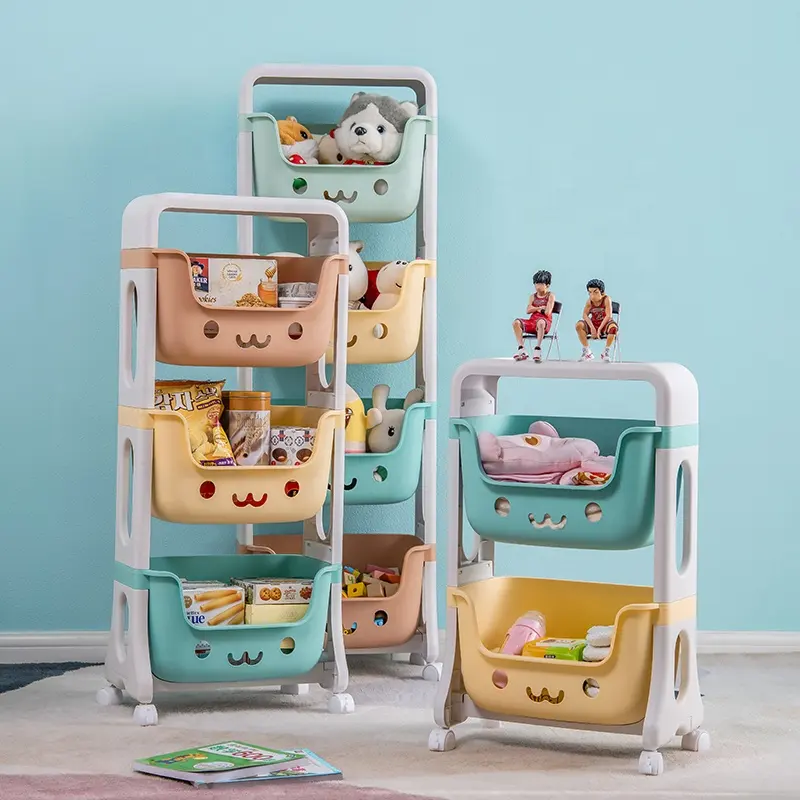 Children's Toy Organizer Storage Cabinets Kids Furniture Baby Plastic Shelves Kitchen Storage holders & racks With Wheels