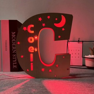 Tùy Chỉnh 26 Chữ Tên Tường Trang Trí Nội Thất <span class=keywords><strong>LED</strong></span> Ánh Sáng Ban Đêm Cá Nhân Sao Bằng Gỗ Đèn Gia Đình Các Cặp Vợ Chồng Mẹ Phòng Ngủ Quà Tặng Đèn Neon - Product Image 5