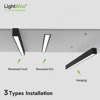 Luminaire linéaire LED commercial moderne 100W 3CCT en aluminium pour hôtel, lustre suspendu pour couloir, bureau, restaurant, maison