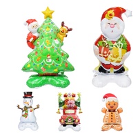 Ballons en aluminium autoportants de Noël (Père Noël, Bonhomme de neige, Arbre, Homme en pain d'épices, Voiture) – Conformes EN71 ASTM – Décoration de jardin et de fête