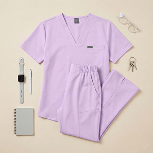 Ensemble de pantalons médicaux pour femmes Niaahinn, <span class=keywords><strong>blanc</strong></span>, extensible, respirant, tissu peigné doux, polyester/spandex, sur mesure pour hôpital - Product Image 1