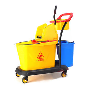 <span class=keywords><strong>Chariot</strong></span> essoreur à serpillères professionnel <span class=keywords><strong>avec</strong></span> double seau en plastique PP, <span class=keywords><strong>chariot</strong></span> <span class=keywords><strong>de</strong></span> nettoyage à pression par le bas <span class=keywords><strong>avec</strong></span> roues, seaux en plastique - Product Image 1