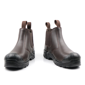 Bottes de sécurité <span class=keywords><strong>Chelsea</strong></span> en cuir véritable imperméables et antistatiques avec embout en acier marron - Product Image 5