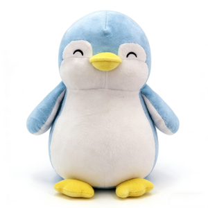 Peluche de Pingüino Sonriente Azul Claro y Blanco Personalizado, Pingüino Arctico de Peluche Regordete y de Pie con Ojos Felices Cerrados - Product Image 4