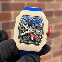 Montre mécanique automatique de luxe haut de gamme pour homme, boîtier tonneau en fibre de carbone, tourbillon, réserve de marche, sport et formelle