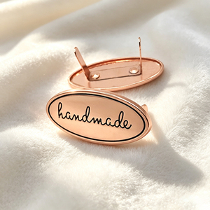 ODM OEM Custom Metal Logo <b>Labels</b> Private Brand Sew-on <b>Name</b> Tags Custom Own Design Metal Plates for Clothing & Bags - Product Image 1
