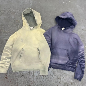 <span class=keywords><strong>Felpa</strong></span> con Cappuccio da <span class=keywords><strong>Uomo</strong></span> Personalizzata, Stile Pullover, in French Terry con Lavaggio Acido, Ricamata, Taglio Corto, Vestibilità Ampia, Effetto Vintage e Usurato - Product Image 1