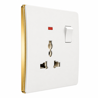 Interrupteur d'éclairage en laiton, design incurvé, avec bordure plaquée or, isolation ignifuge, indice de protection IP20, décoration moderne pour la maison