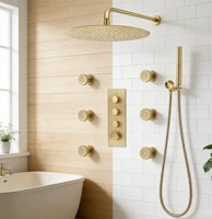 Système de douche intelligent à affichage numérique en acier inoxydable, pommeau de douche à jet de pluie pressurisé, design moderne, montage mural, thermostatique