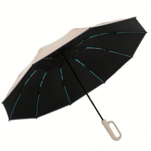 Reflective Automatic Folding Reverse Led <b>Windproof</b> <b>Umbrellas</b> Travel <b>Umbrella</b> With Ring Handle Promotion Gift - Product Image 2