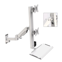 Plateau de clavier industriel T8-GAKB-SPB avec 2 écrans Support de lecteur USB pour lecteur de codes à barres Station de travail personnalisable OEM
