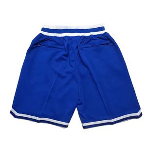 カスタムパッチ刺繍ロゴ レトロ アウトドア ヒップホップ ヘビーメッシュ バスケットボールショーツ プレーンブルー ヴィンテージ バスケットボールショーツ - Product Image 2