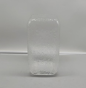 Vase en verre carré texturé soufflé à la main Vase à fleurs décoratif moderne clair pour centre de table de bureau à domicile - Product Image 2