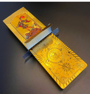 Cartes de tarot en feuille d'or 78 pièces, impression personnalisée, PVC imperméable, jeu de divination avec guide pour débutants - Product Image 3