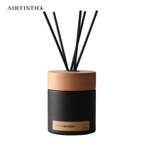 Ensemble de diffuseur de roseaux avec bâton et boîte d'emballage, désodorisant d'arôme de 200ml, bouteille en verre noir