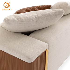 Set di Divani Singoli in Tessuto di Lino Bianco per <span class=keywords><strong>Salotto</strong></span>, Stile Classico Moderno, Arredamento di Lusso per Soggiorno - Product Image 6
