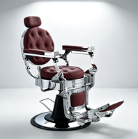 Fauteuil de barbier chromé rétro, fauteuil inclinable hydraulique pour hommes, mobilier de salon de coiffure