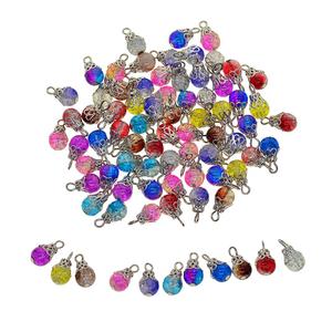 50x ciondoli di perle di vetro Crackle ciondoli di gemme floreali perline e assortimenti di perline per gioielli fai da te - Product Image 3