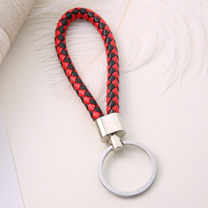Porte-clés tressé en cuir PU, anneaux en corde adaptés au pendentif circulaire, porte-clés de voiture, accessoires - Product Image 5