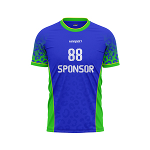 Camiseta de Fútbol Personalizada con Estampado de Leopardo Azul y Amarillo, Transpirable, Elástica en Cuatro Direcciones, de Secado Rápido, que Absorbe el Sudor, Sublimada, sin Costuras - Product Image 3