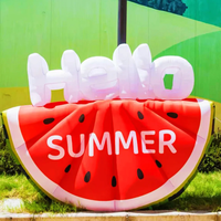 Opblaasbare watermeloenplak op maat met tekst 'Hallo Zomer' voor buitendecoratie, reclame en presentatie